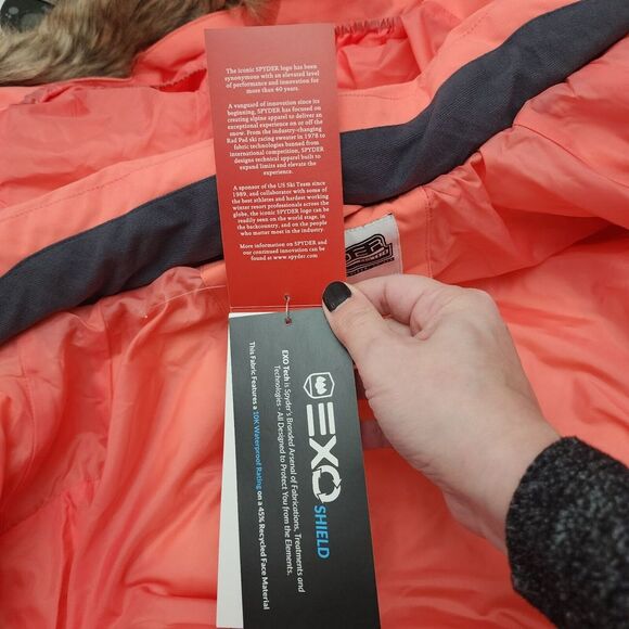 NEW Spyder Girls Atlas Zadie Synthetic Down Jacket Ski Snow Jacket Size 16 Peach - Picture 10 of 16